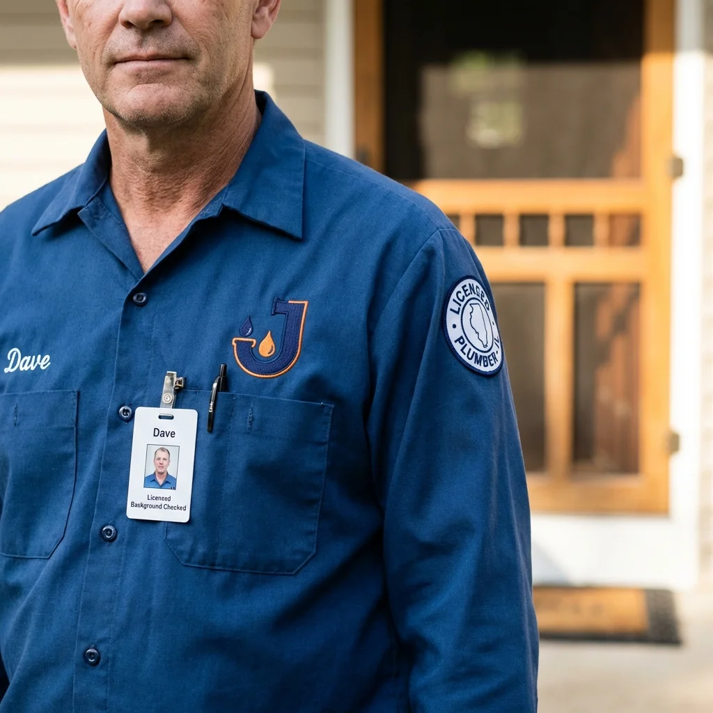 Licensed plumber showing ID badge in Marina, CA